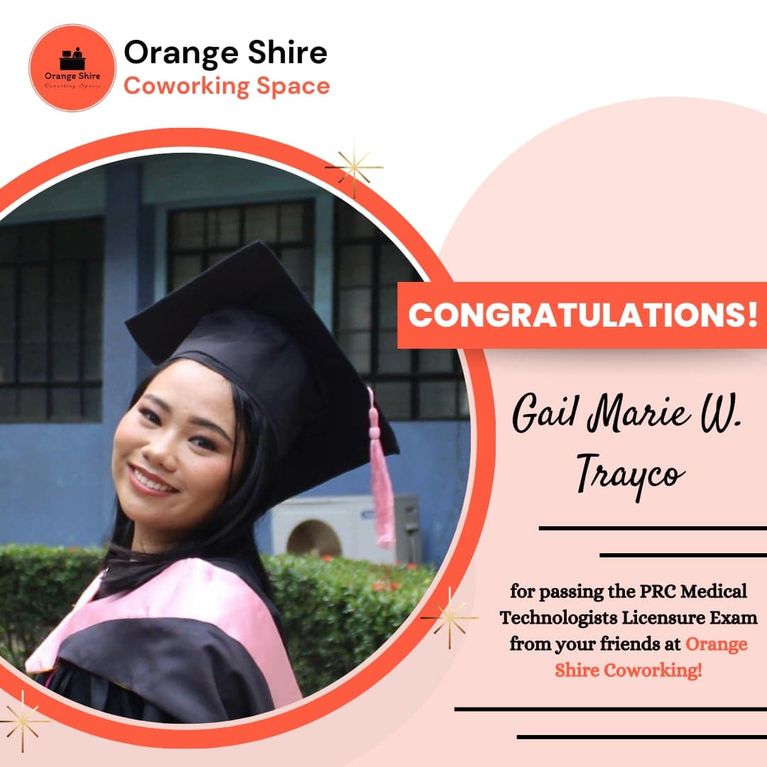 Congratulations to Gail Marie W. Trayco for passing PRC Medical Technologists Licensure Exam