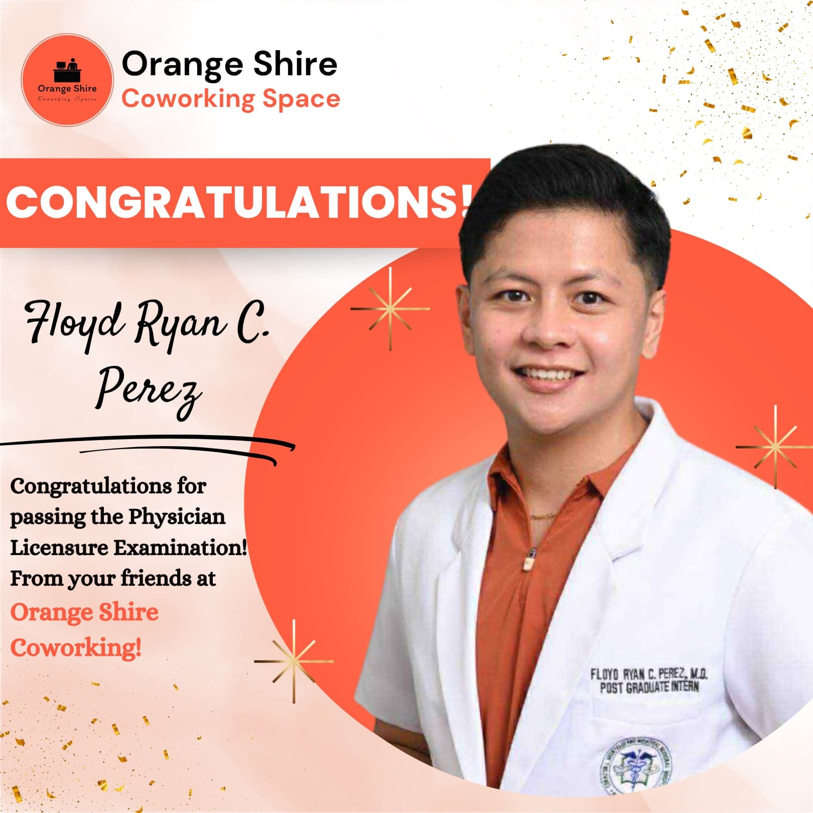 Congratulations to Dr. Floyd Ryan C. Perez for passing Physician Licensure Examination