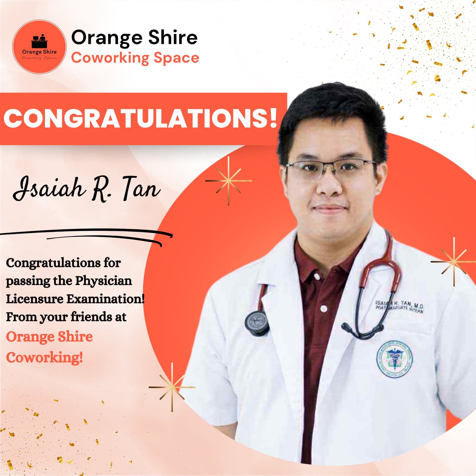 Congratulations to Dr. Isaiah R. Tan for passing Physician Licensure Examination