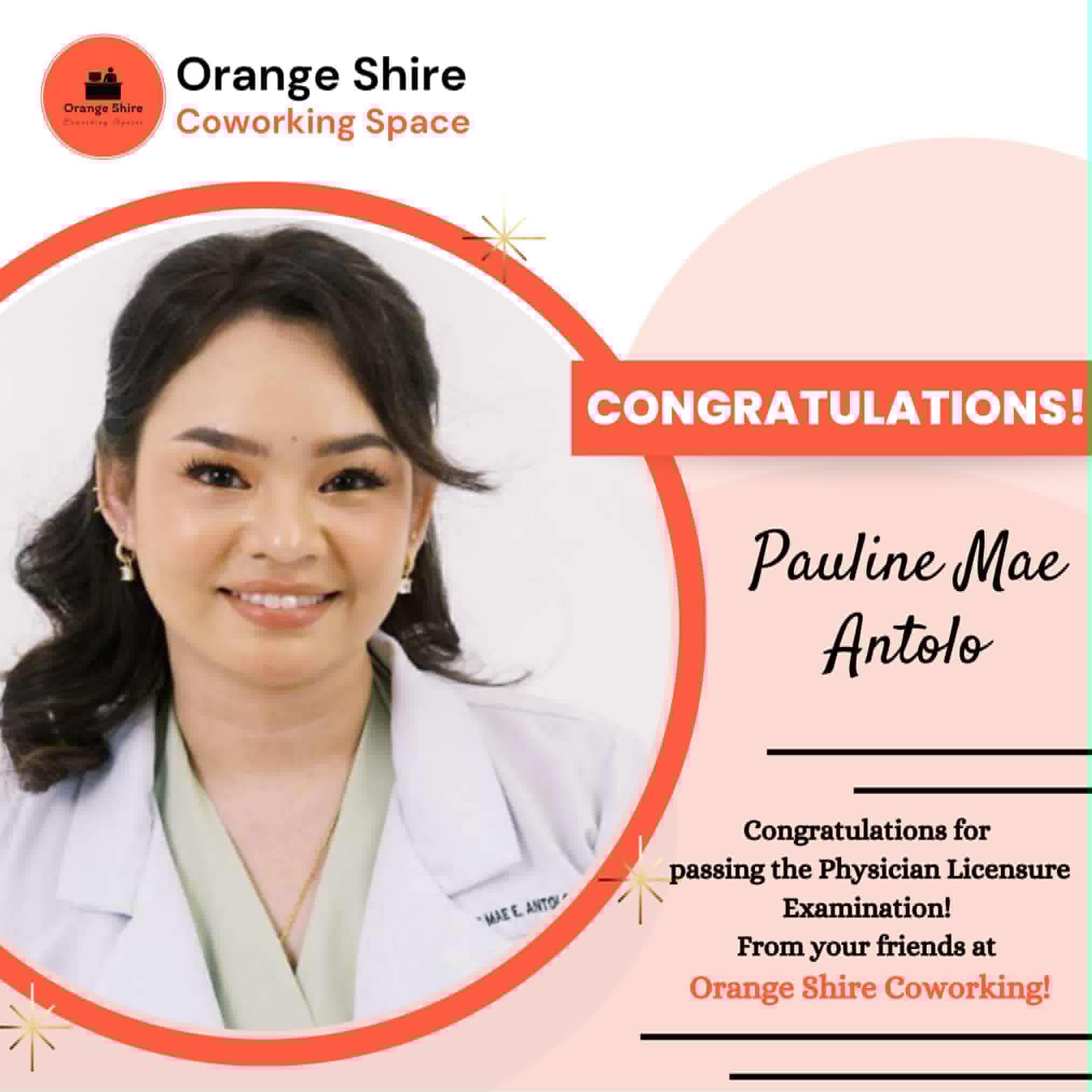 Congratulations to Dr. Pauline Mae Antolo for passing Physician Licensure Examination