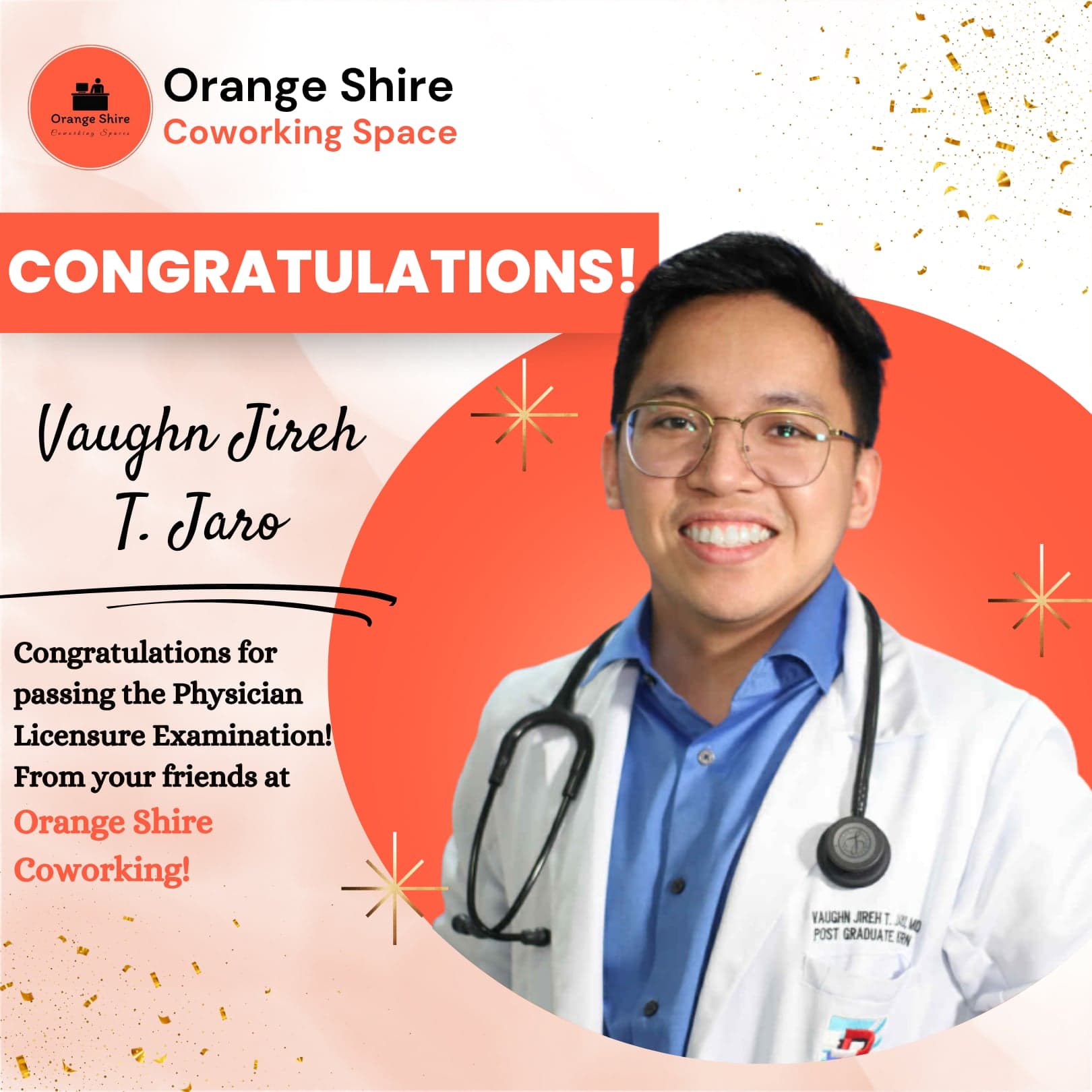 Congratulations to Dr. Vaughn Jireh T. Jaro for passing Physician Licensure Examination