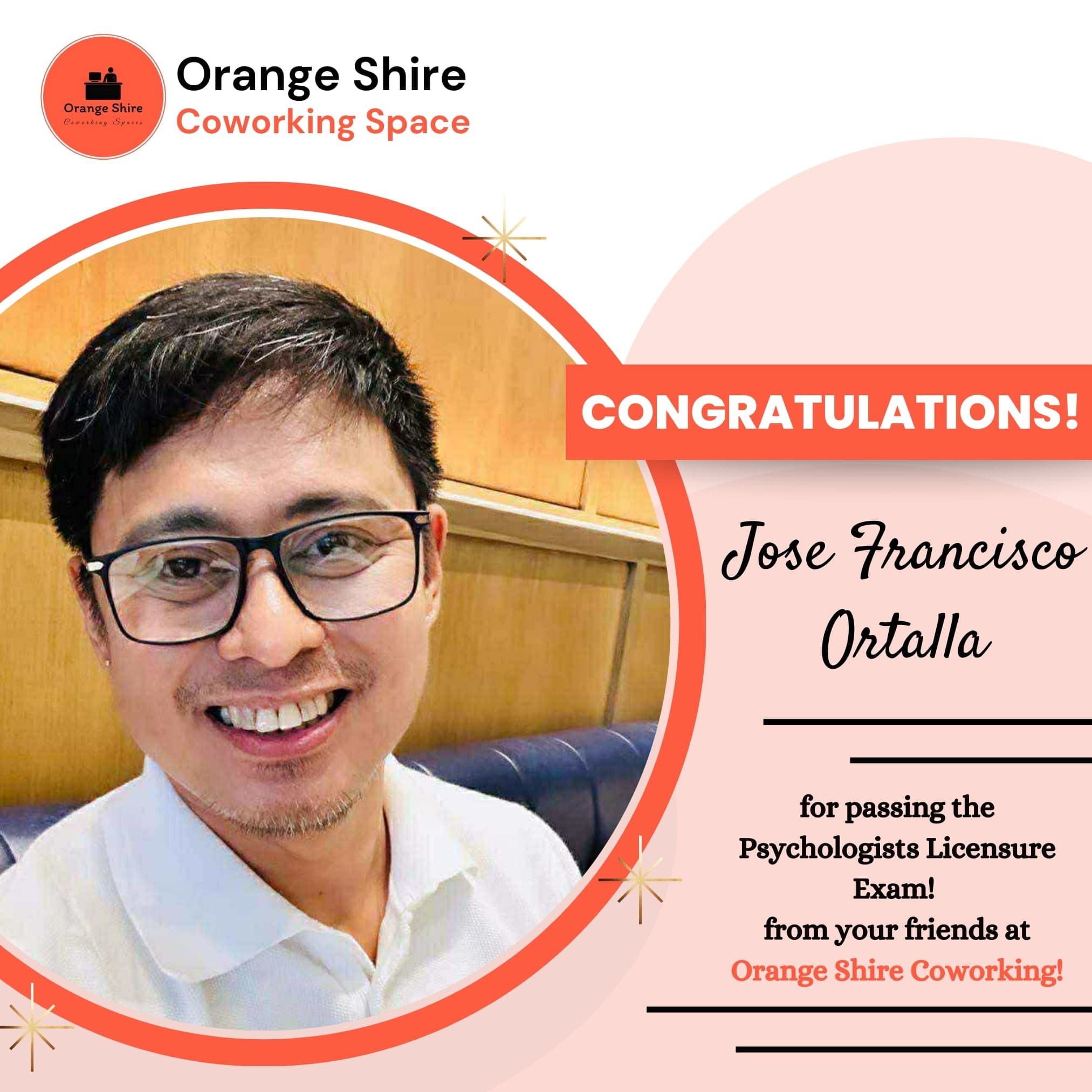 Congratulations to Jose Francisco Ortalla for passing Psychologists Licensure Exam